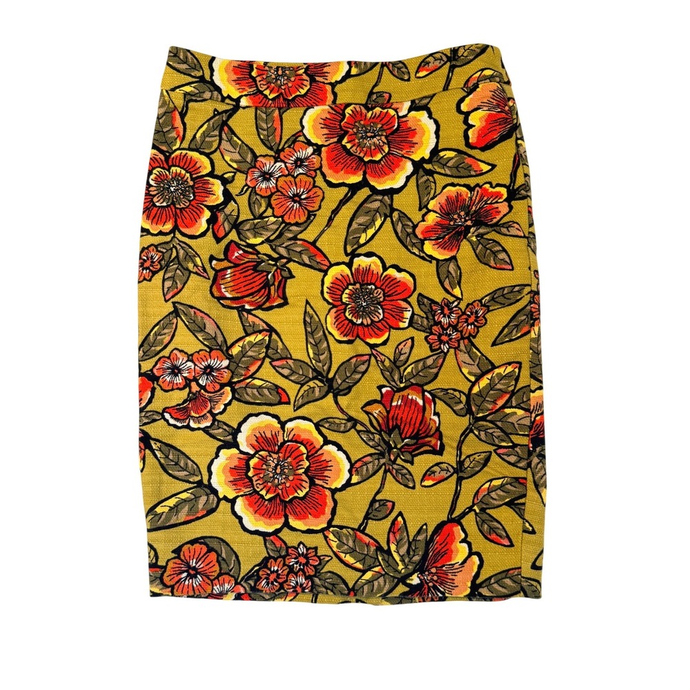 Ann Taylor LOFT Floral Tapestry Pencil Skirt Size 00 Textured Woven Knee